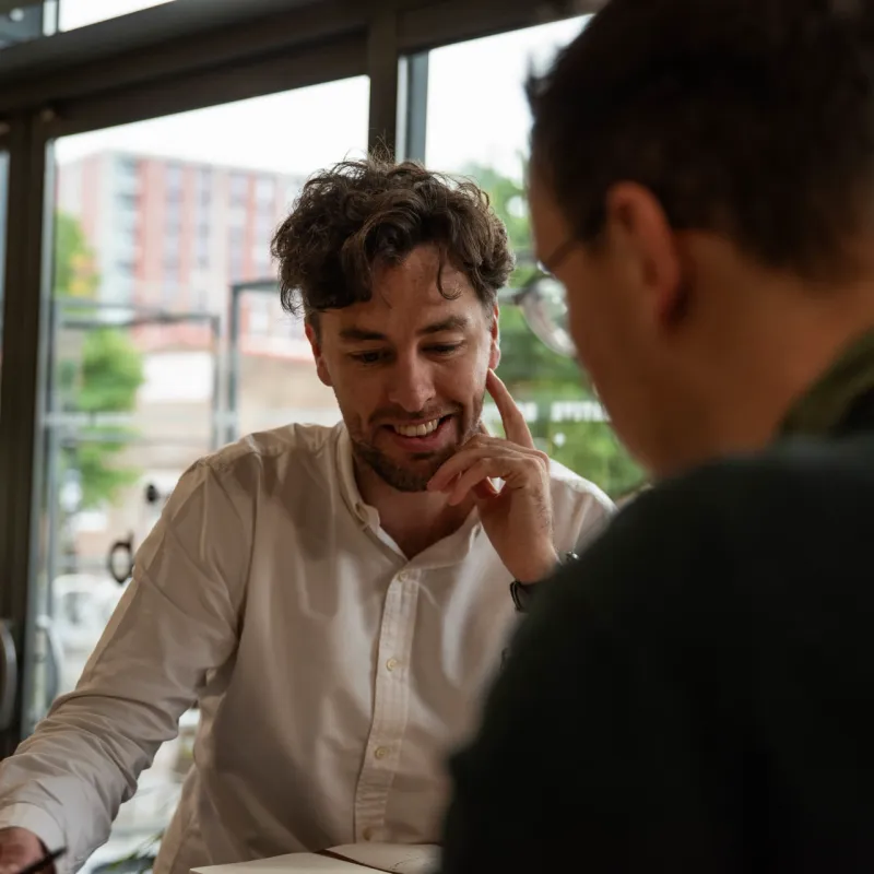 two people having a meeting